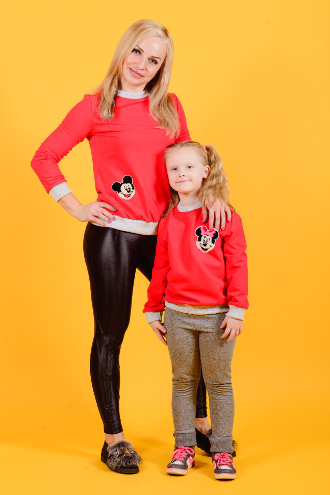 Детская толстовка "Мини Маус" ДФ 145 Family look (красный)